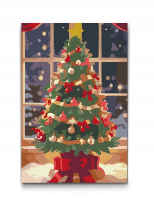 Malování Podle Čísel Vánoční stromeček Vánoce Zima Sníh 40x60 cm