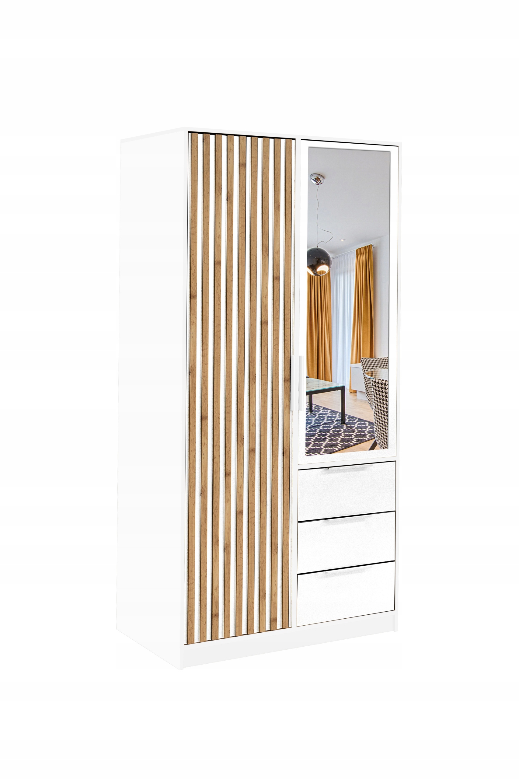 Skříň 100 cm se zrcadlem Výklopné dveře Bílá