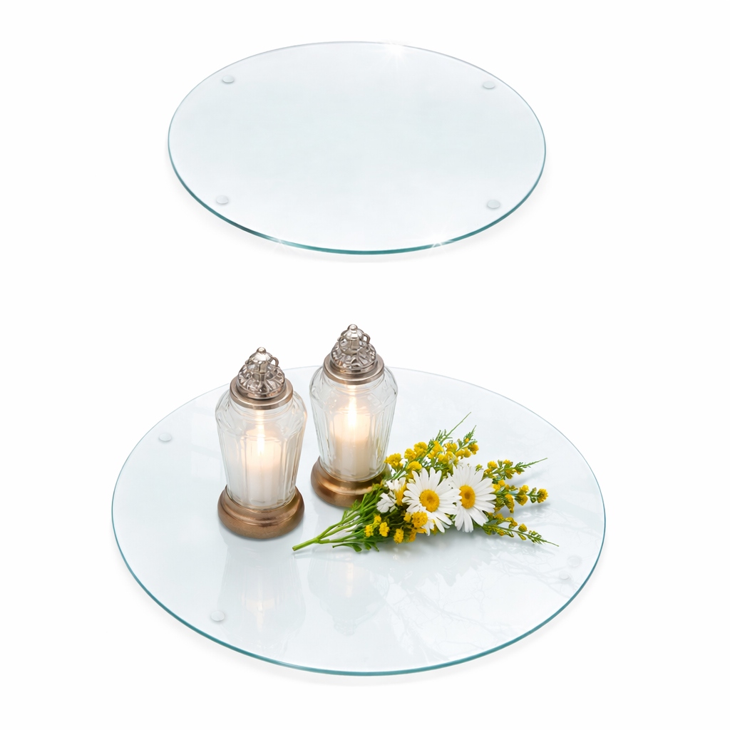 Skleněná Podstavka Pod Květiny Kruhová, Kalená, Ø 60 cm