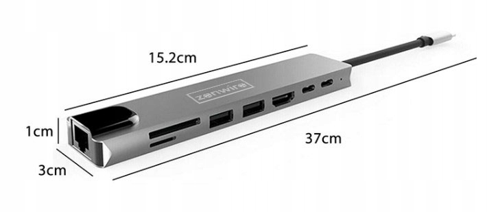 ADAPTER HUB 9w1 USB-C HDMI RJ45 Ethernet SD Mac M1 Zastosowanie Video