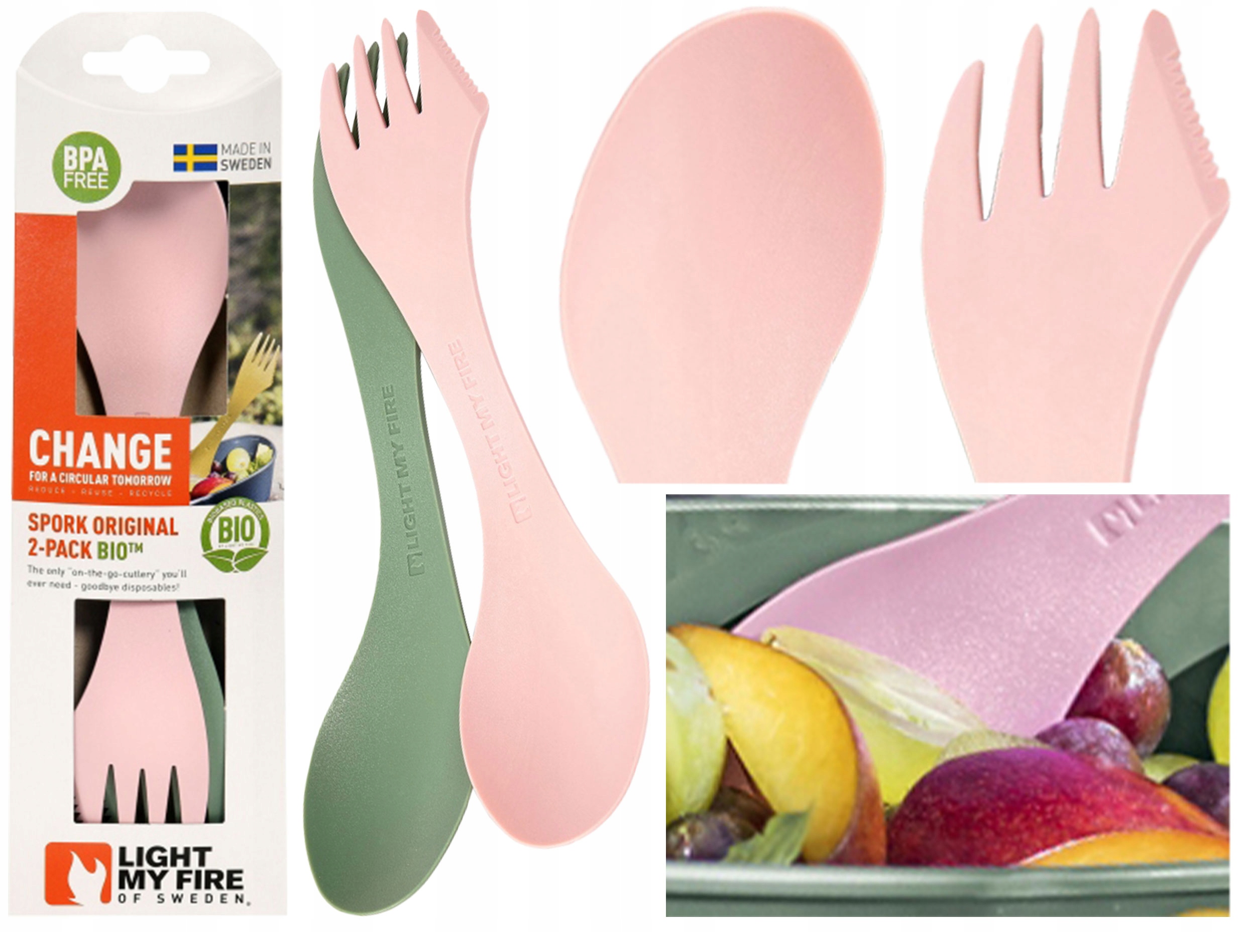 Niezbędnik Light My Fire Spork O Bio zielono-róż Model 303-028