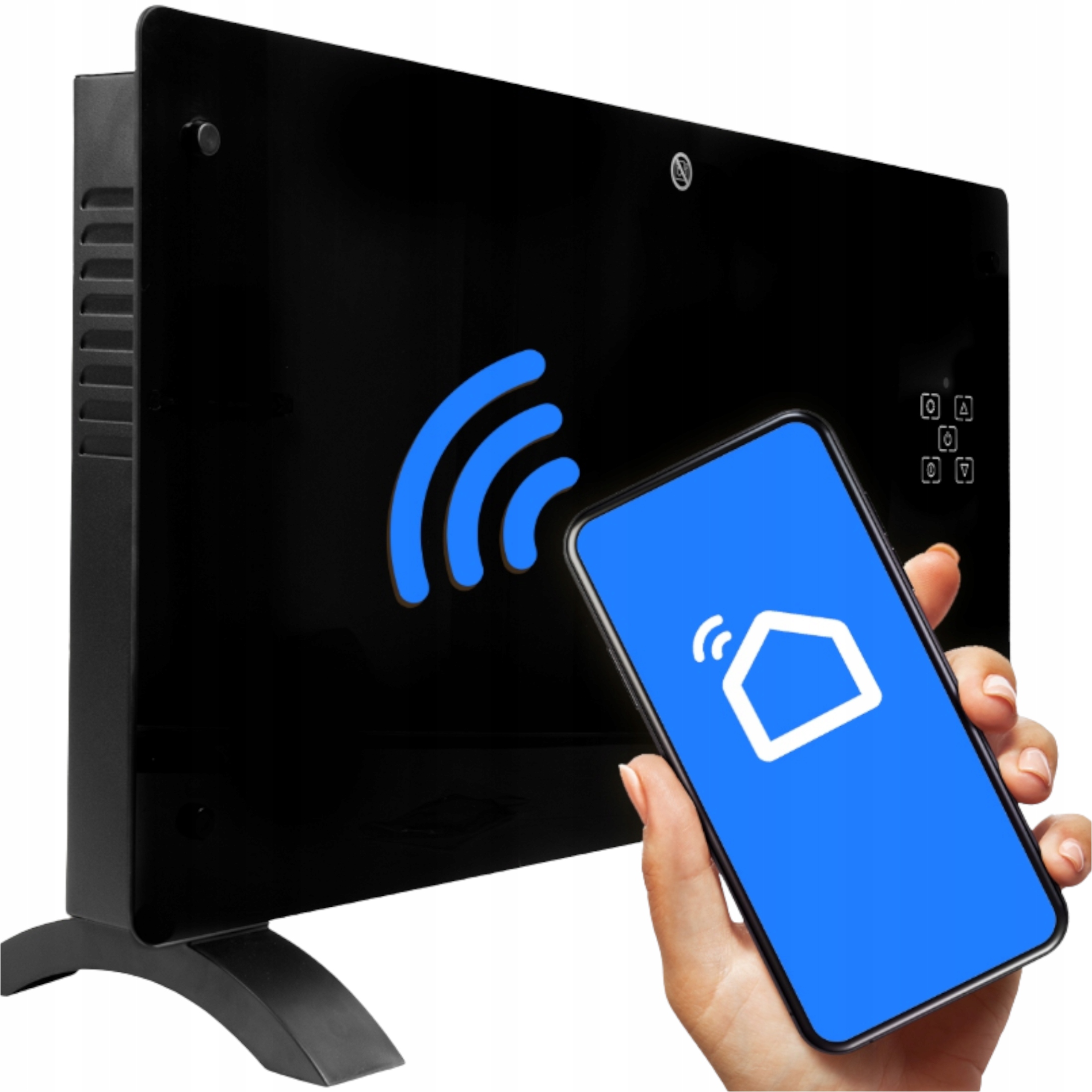 Skleněný Konvektor Na Stěnu A Podlahu S Dálkovým Ovládáním A WiFi 80 CM