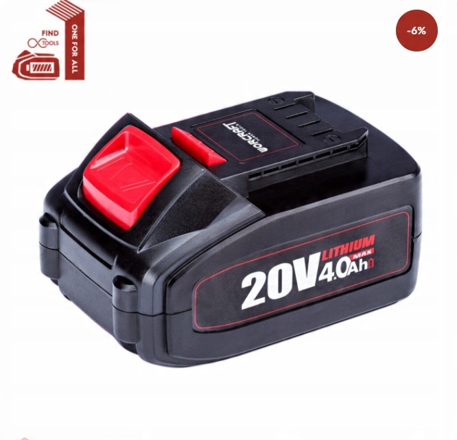 

Akumulator 4.0 Ah 20V Worcraft One-for-all