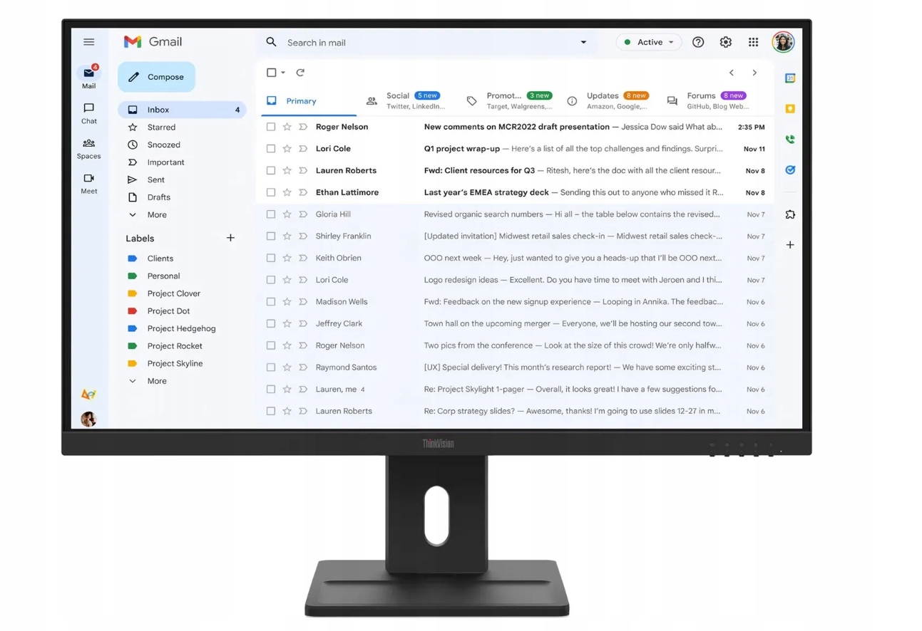 Lenovo ThinkVision E27-40 27inch Ips Fhd 16:9 100Hz 300 cd/m2 Hdmi Dp Vga