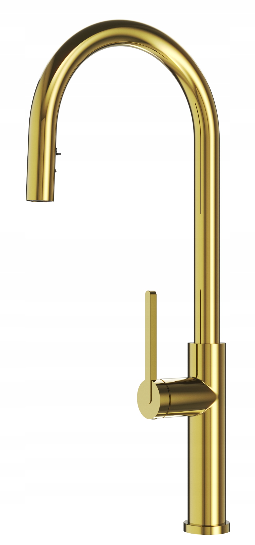 Dvojfunkčná Kuchynská Batéria S Výsuvným Výtokom Zlatej Farby