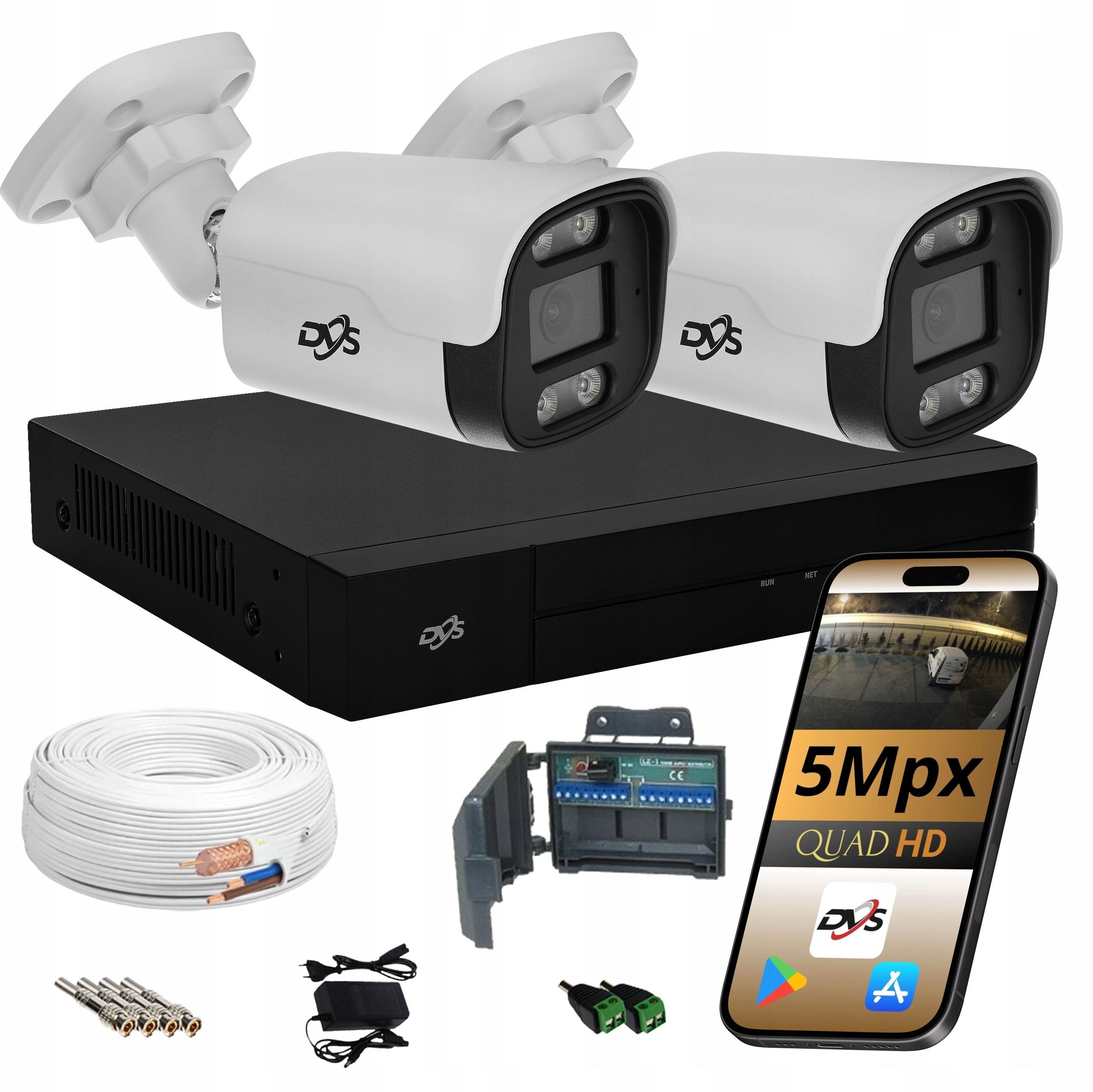 Sada 2 Venkovních Analogových Kamer Pro Monitorování, Tuba 5MPX Dvs Led Ir