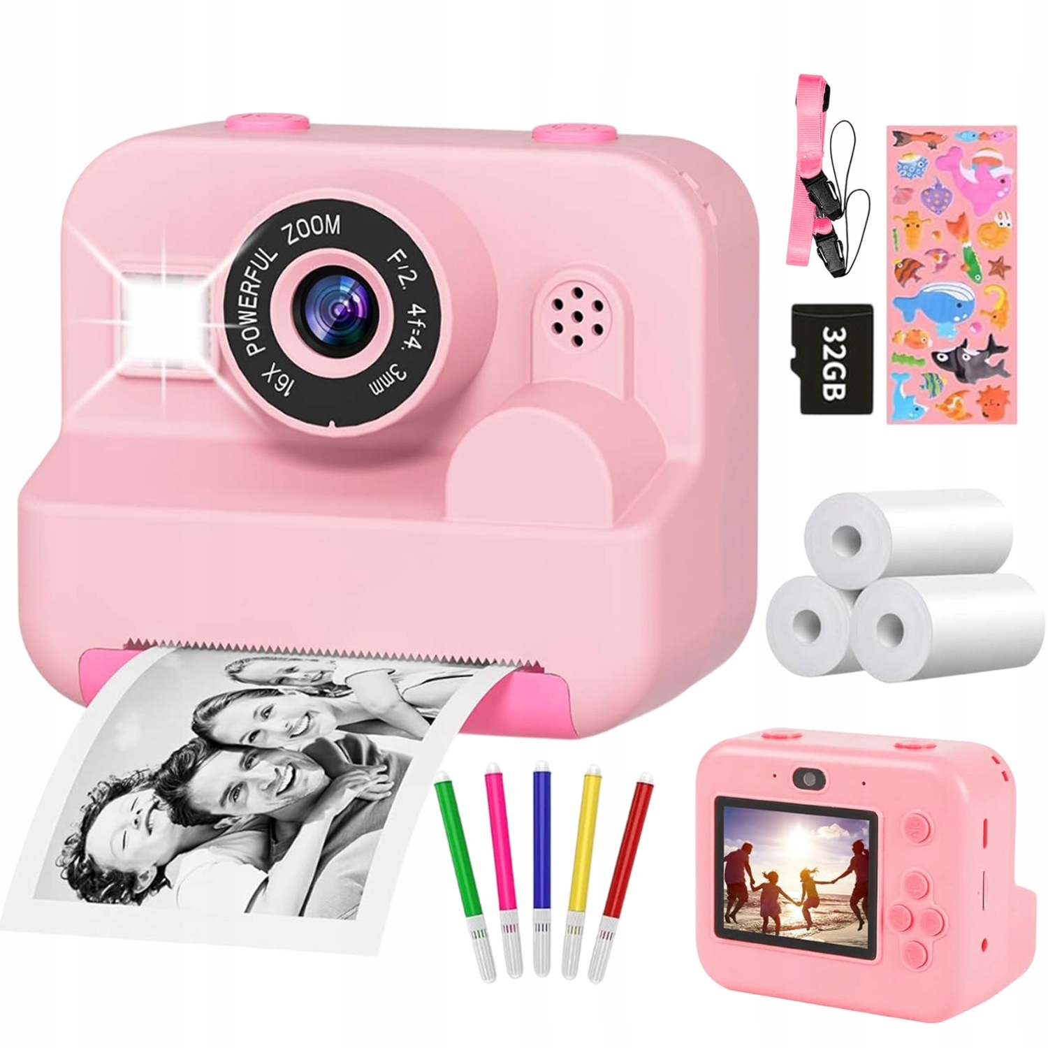 Aparat Fotograficzny Polaroid Dla Dziec 1080P Natychmiastowy Drukarką