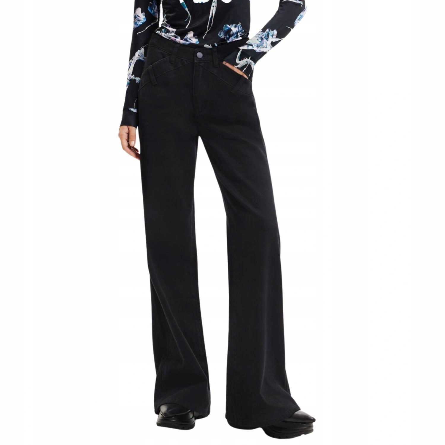 Dámské kalhoty Desigual zvony černé široké vel.