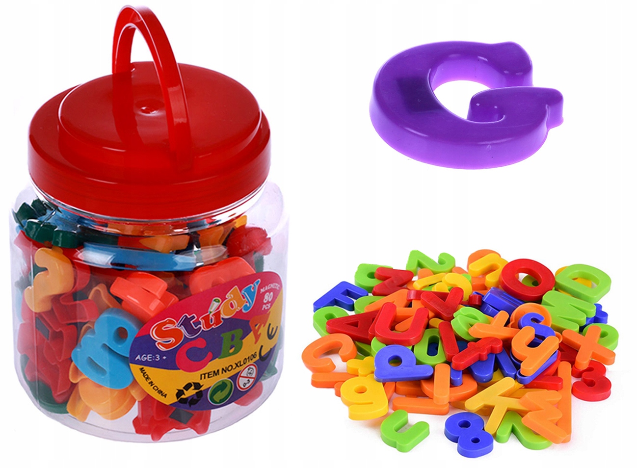 Litery Cyfry Cyferki Magnetyczne 80 elementów Literki