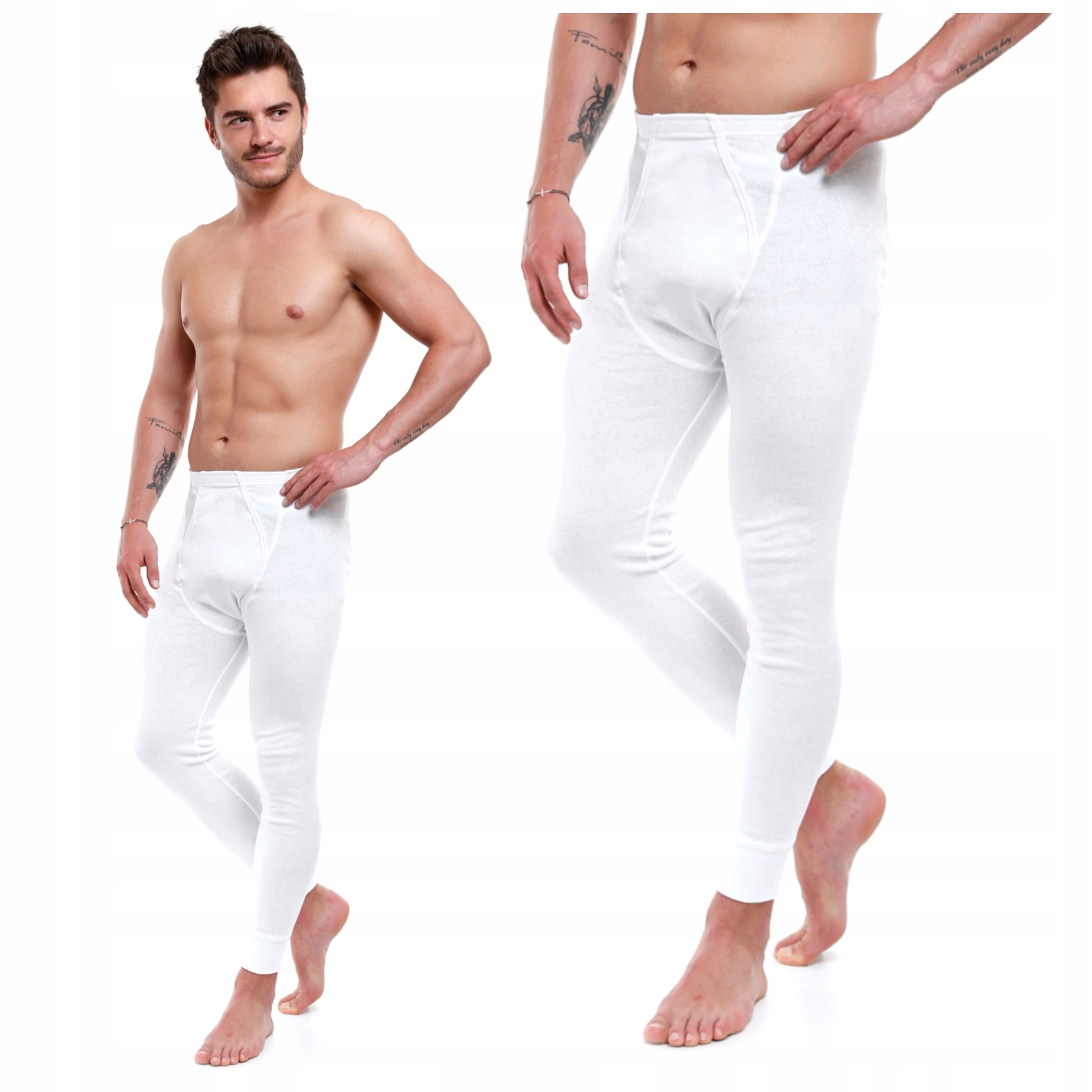 CIEPŁE KALESONY MĘSKIE BAWEŁNIANE NA ZIMĘ DŁUGIE SPODNIE MORAJ M BIAŁE