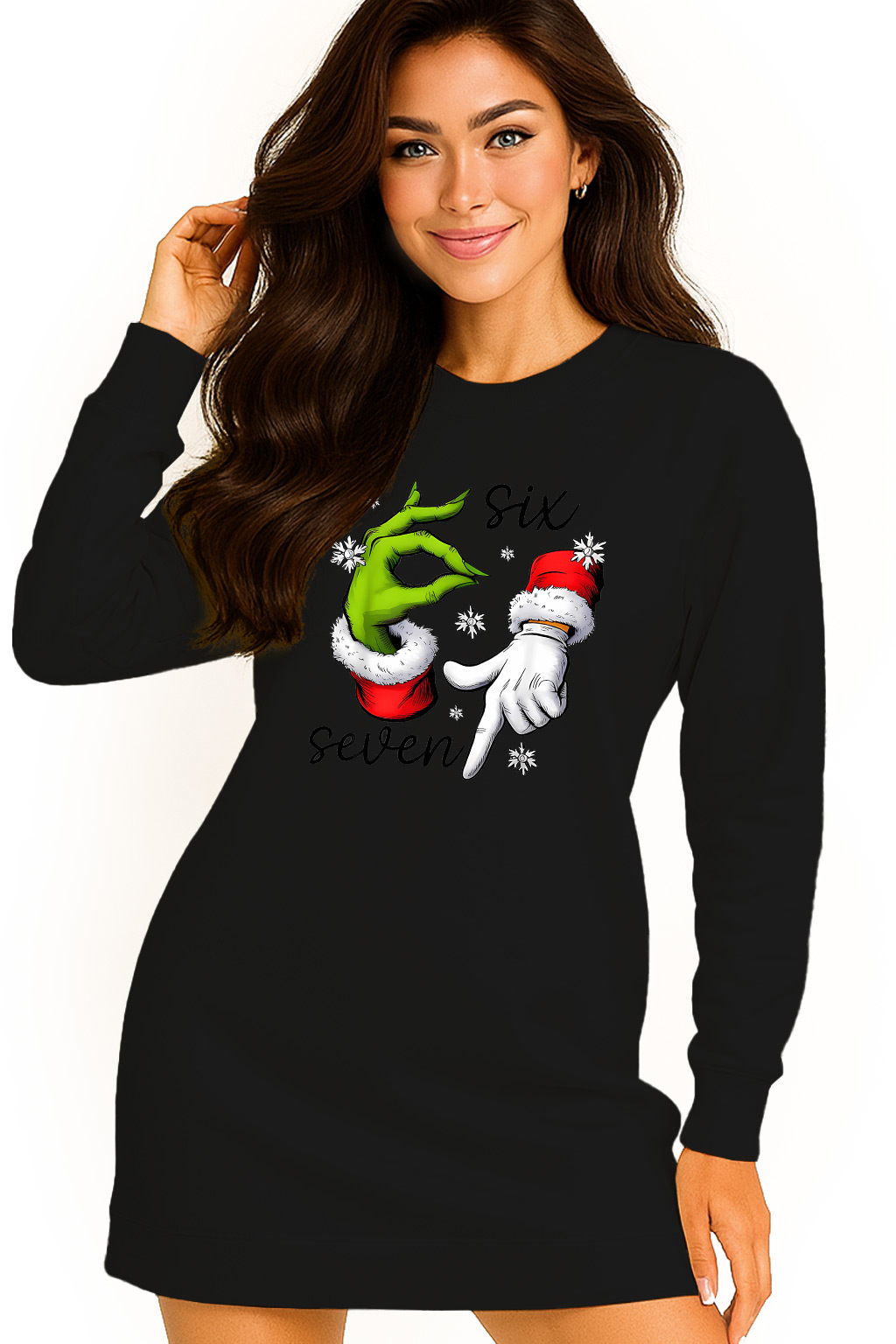 Mikina Vánoční Oversize Šaty Six Seven 67 Grinch Dárek S