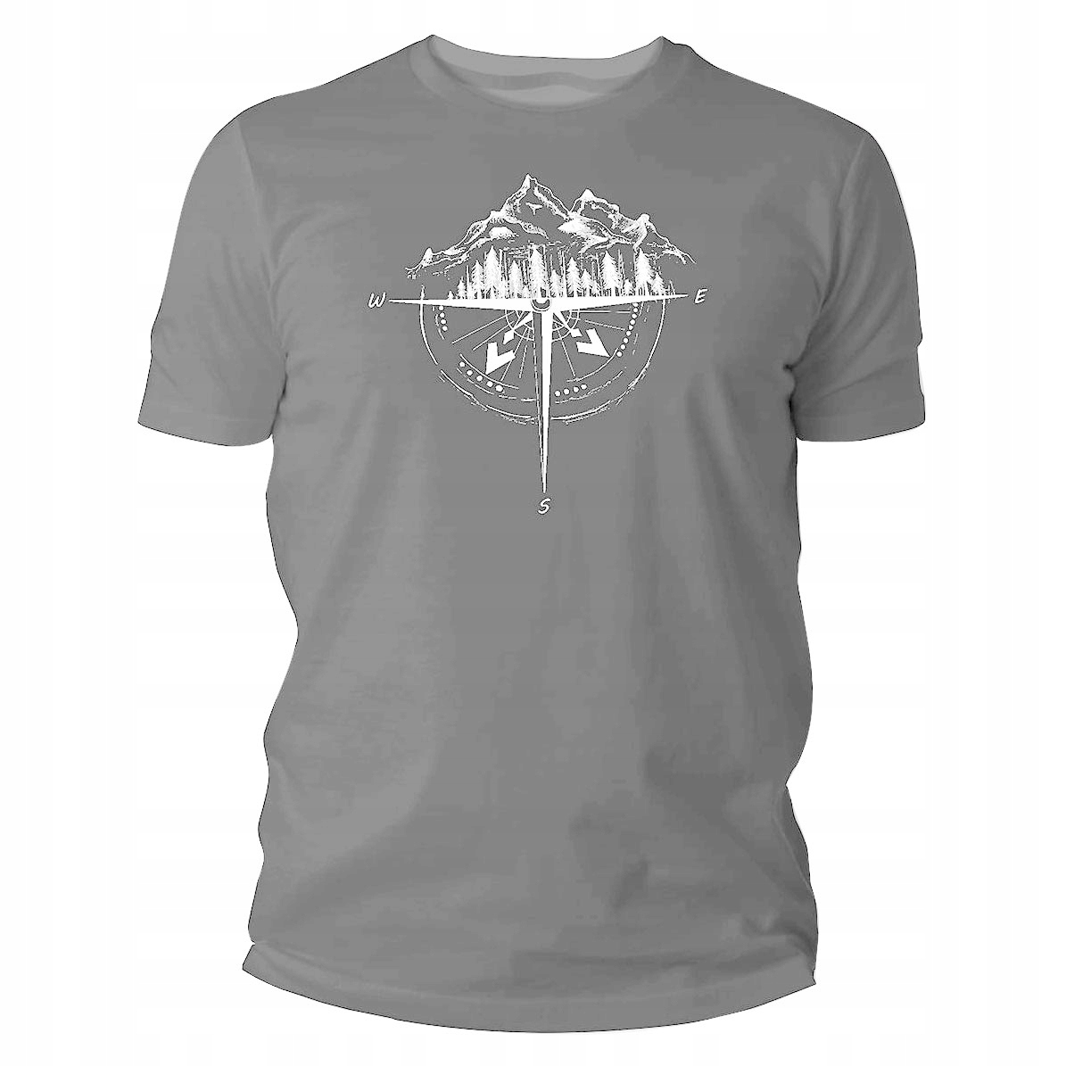 Koszulka męska t-shirt TigerWood Róża Wiatrów ciemnoszara M