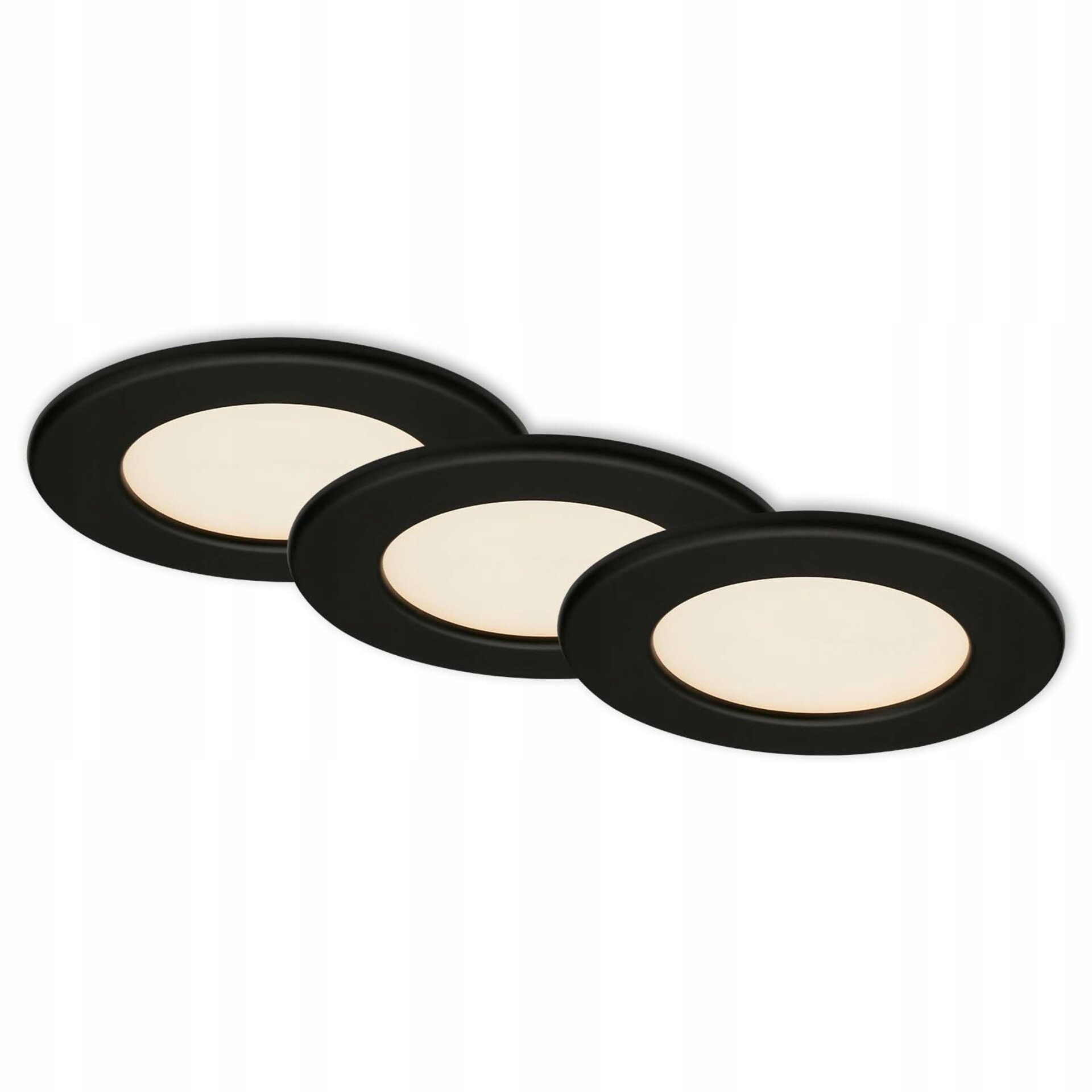 Sada 3 vestavných Led svítidel Briloner 6W, 650lm, černá, IP44, Ø11,5cm