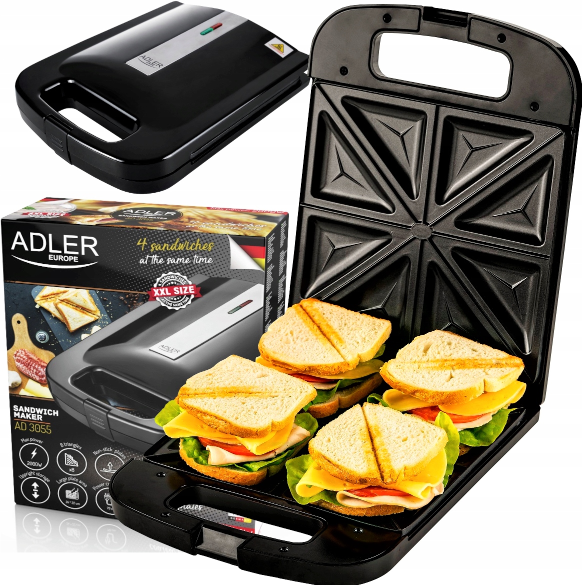 

Opiekacz Toster XXL 4 Kanapki Tosty Sandwich 2000W