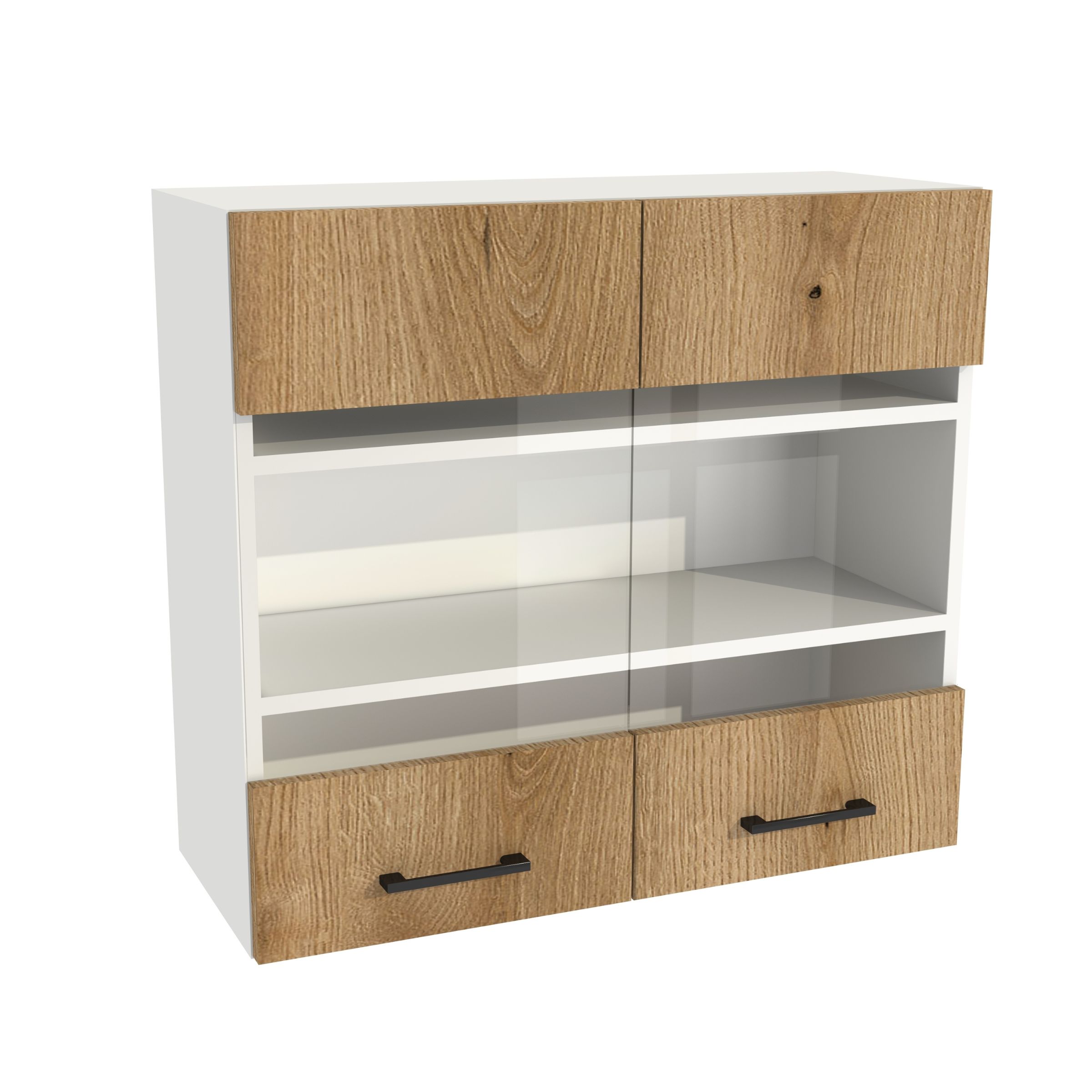 Kuchyňská skříňka horní vitrína 80/72 Capri korpus Bílý přední dub Evoke