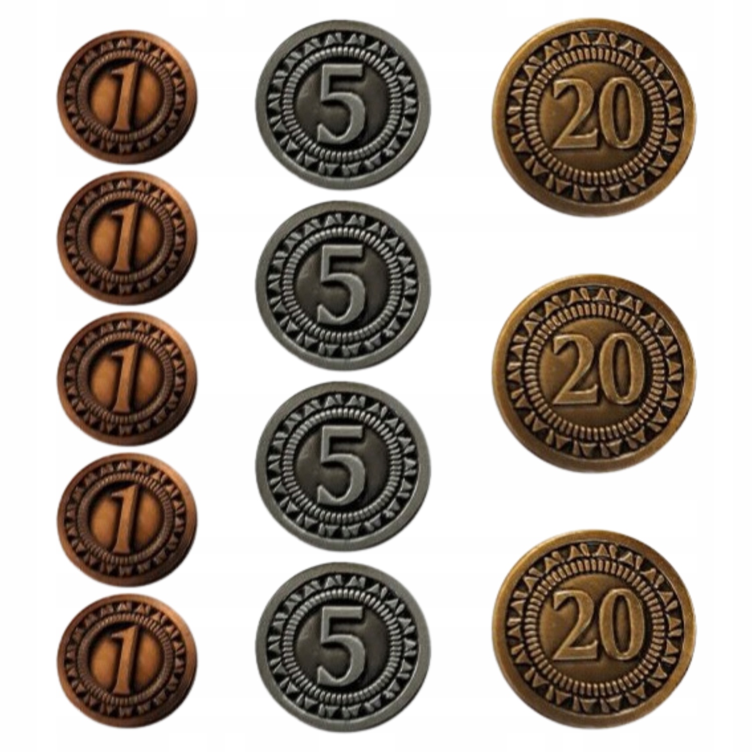 ZESTAW 12 KLASYCZNYCH UNIWERSALNYCH METALOWYCH MONET LARP RPG