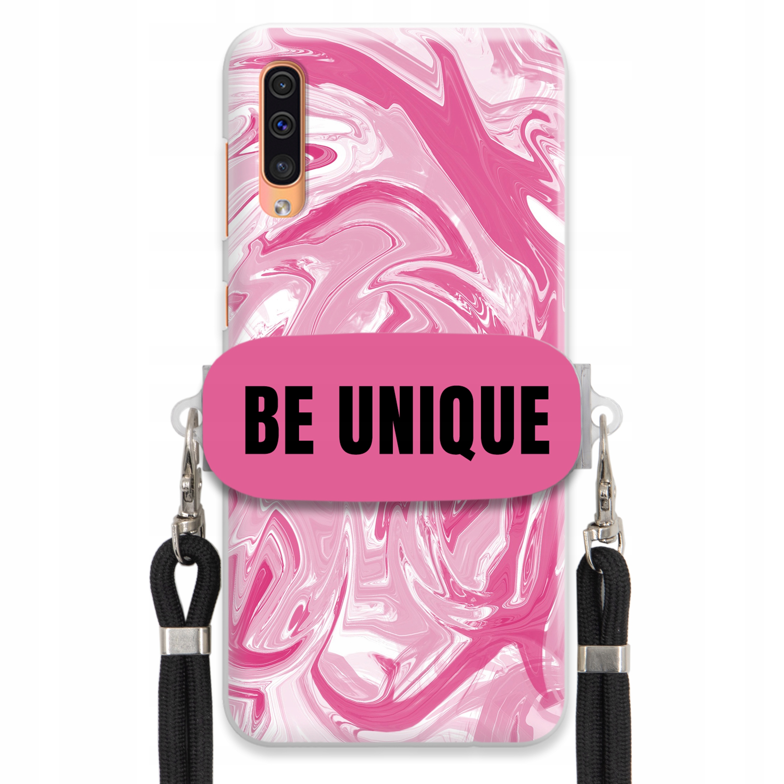 Puzdro pre Samsung A50 Case držiak šnúrka Čierna Ružová Mramor Be Unique