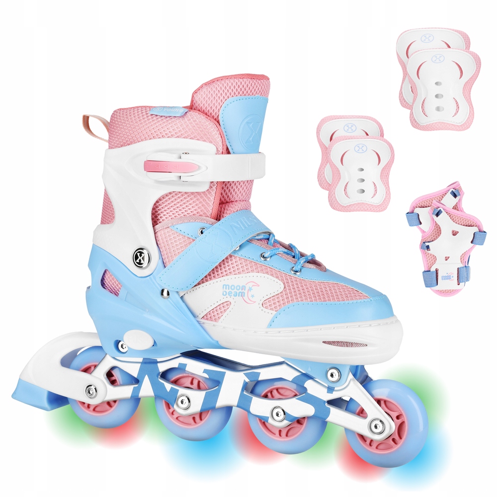 Kolečkové Brusle Regulovatelné Rekreační Kaučukové Led kolečka Sada chráničů Nils