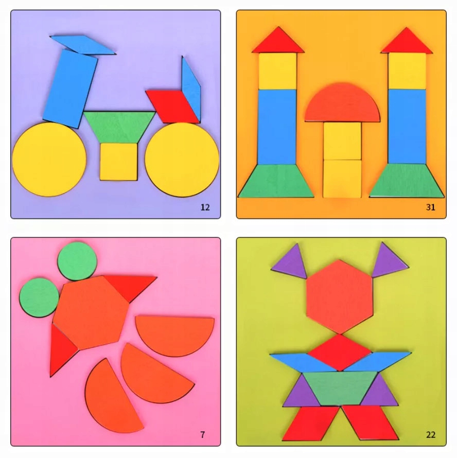MAGNETYCZNE PUZZLE MONTESSORI UKŁADANKA GRA KLOCKI Materiał drewno inny