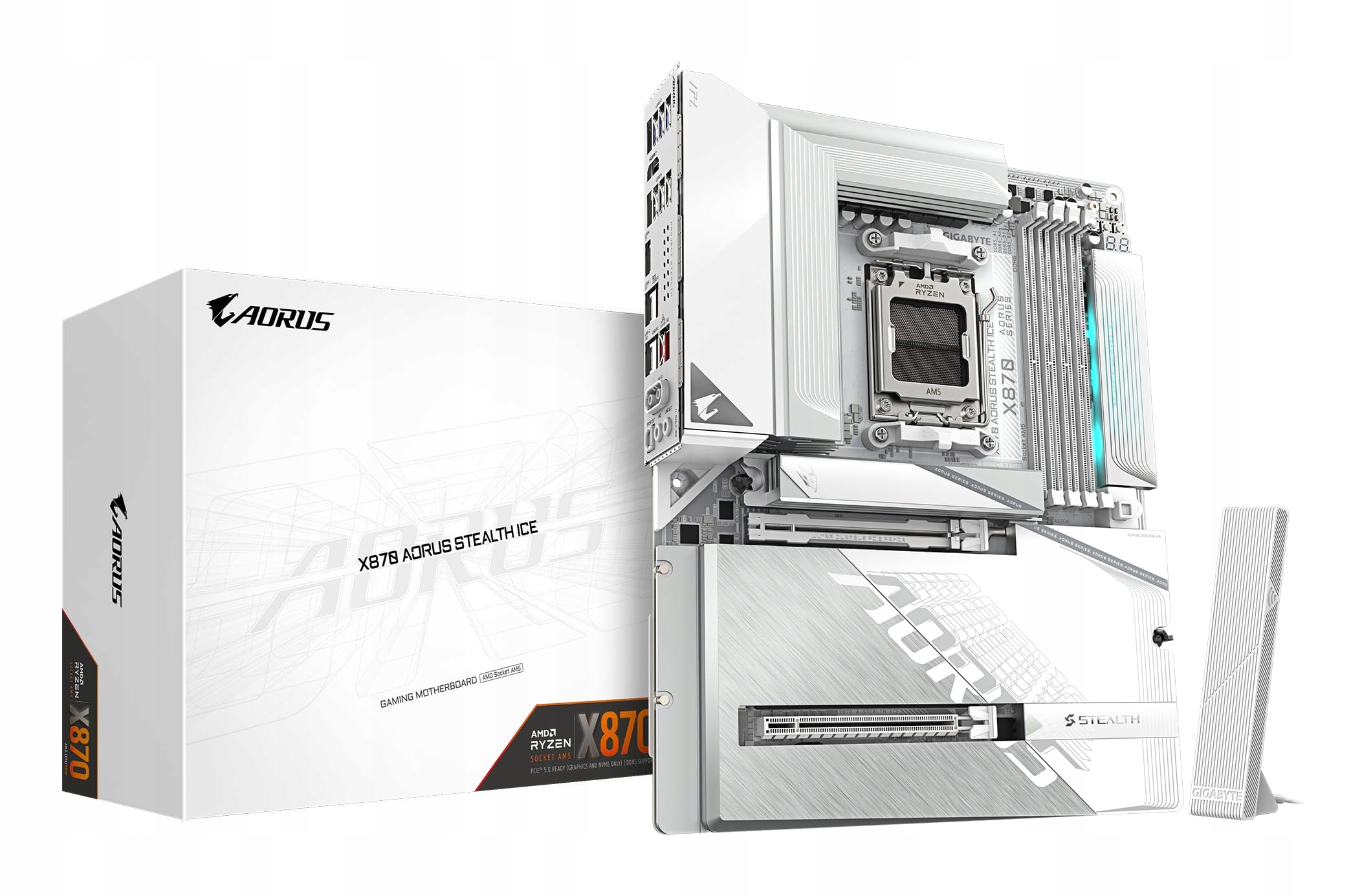GIGABYTE X870 AORUS Stealth Ice Płyta Główna Ryzen 9000 WiFi 7 USB 4