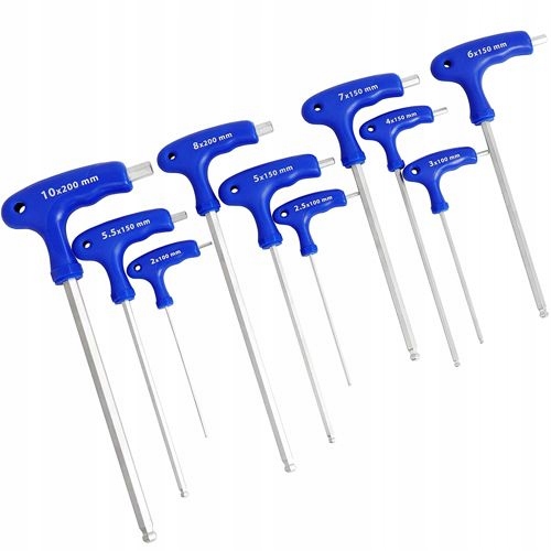 KLUCZ IMBUSOWY Z KULKĄ TYP T 2,0-10 MM. # ZESTAW 10 SZTUK