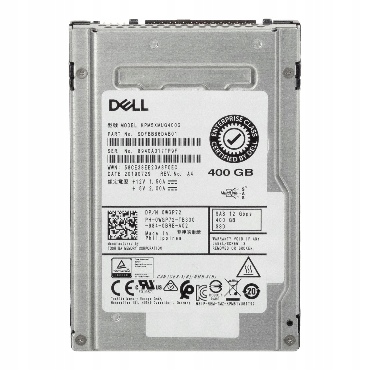 Dell 0WGP72 400GB Tlc SAS-3 2.5'' KPM5XMUG400G