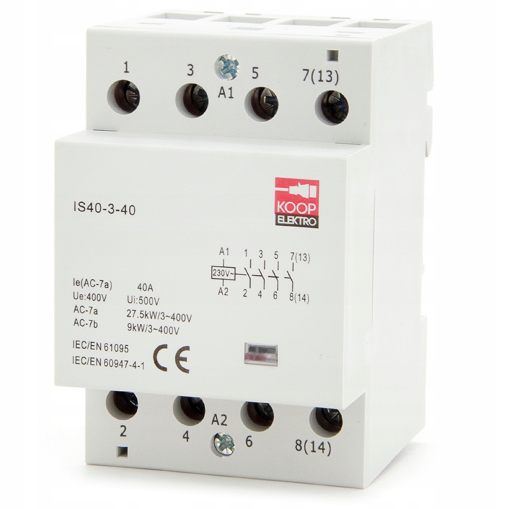 

Stycznik Modułowy 40-40 230V 40A 3P 4Z 3-FAZ