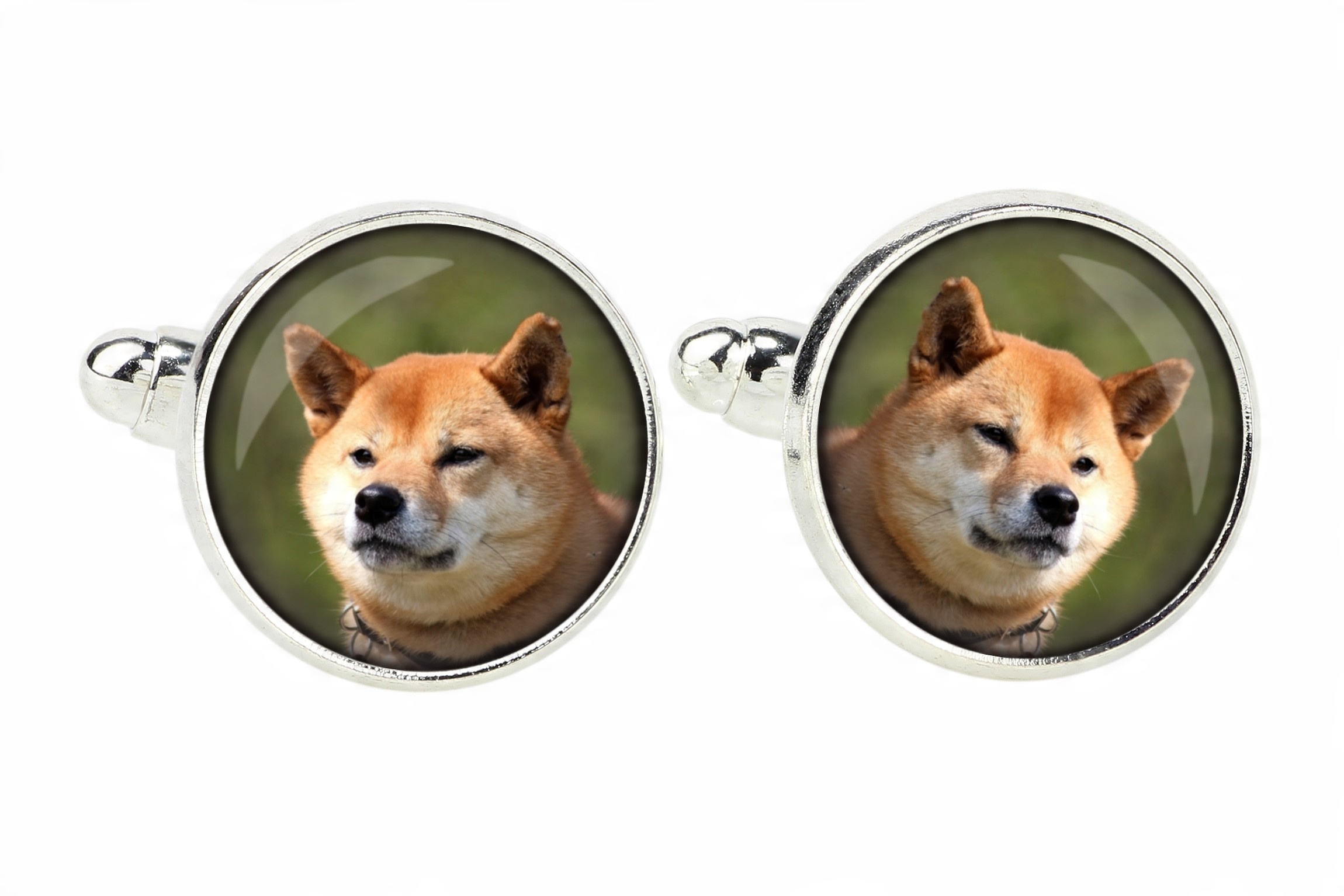 

Shiba Inu Spinki do mankietów z Twoim zdjęciem