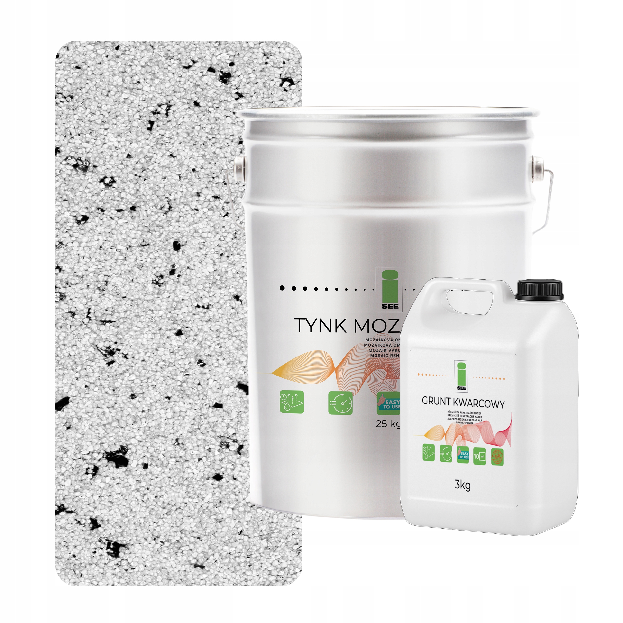 Mozaiková Omietka Biela S Čiernou Mikou 25Kg Základný Náter Vo Farbe Sada Na 6,6 m