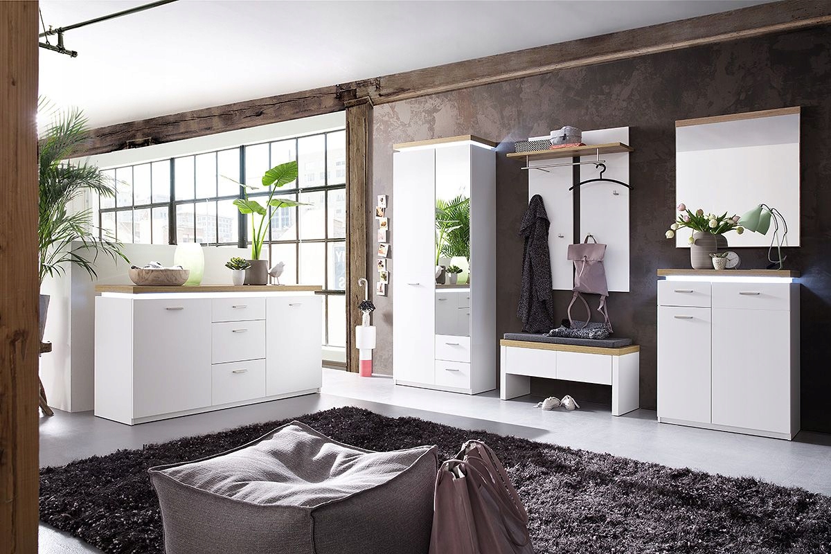 Ławka biała do przedpokoju z szufladami Ermo Kolor obicia brak