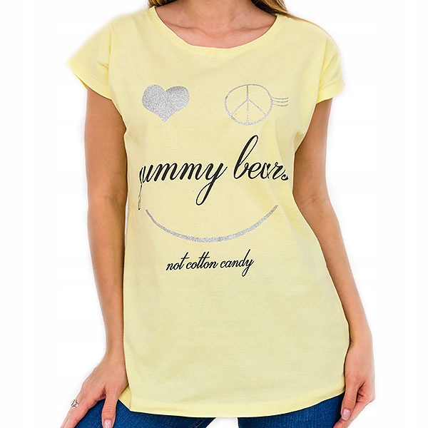 

Extra Bluzka Brokatowe Wzory Napisy XL/42 X095