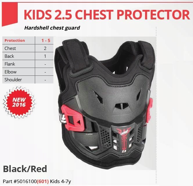 Leatt Chránič Hrudníka (buzer) Chest Protector 2.5 Kids Black Farba