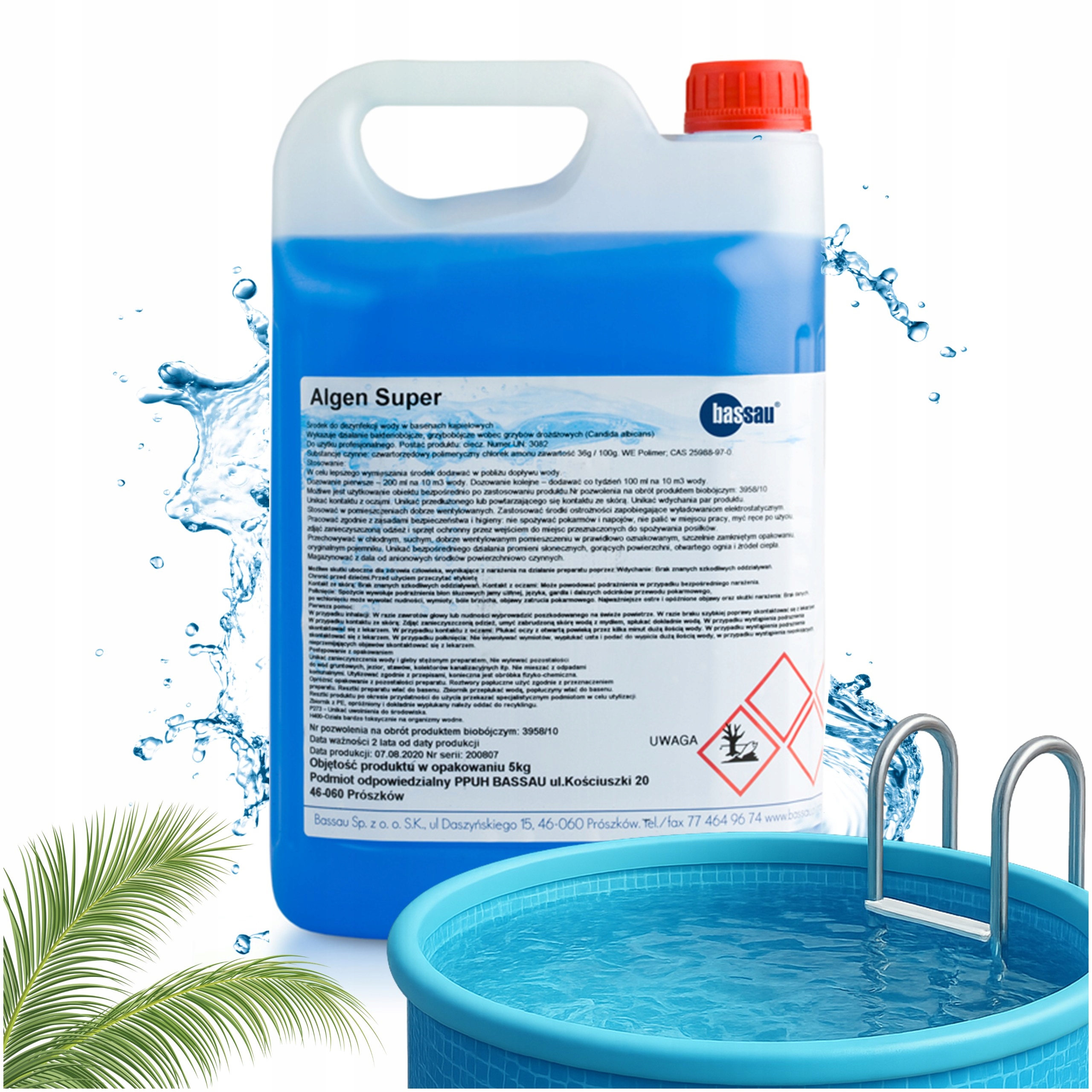 Algen Antyglon Środek Preparat na Glony w Basenie Chemia Basenowa 5L