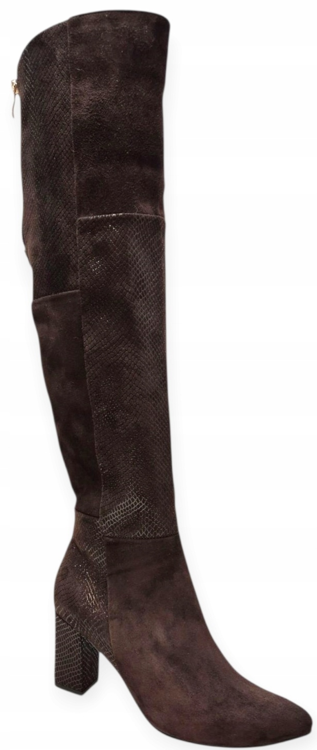 Damiss DS-106 Čokoládové kozačky za koleno, semišová kůže vel.36