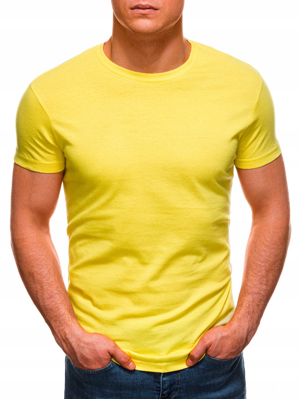 

T-shirt męski basic do jeansów 970S żółty 3XL