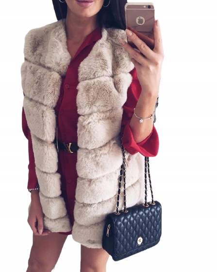 Dlouhá Kožešinová Vesta Kožíšek Béžová Uni