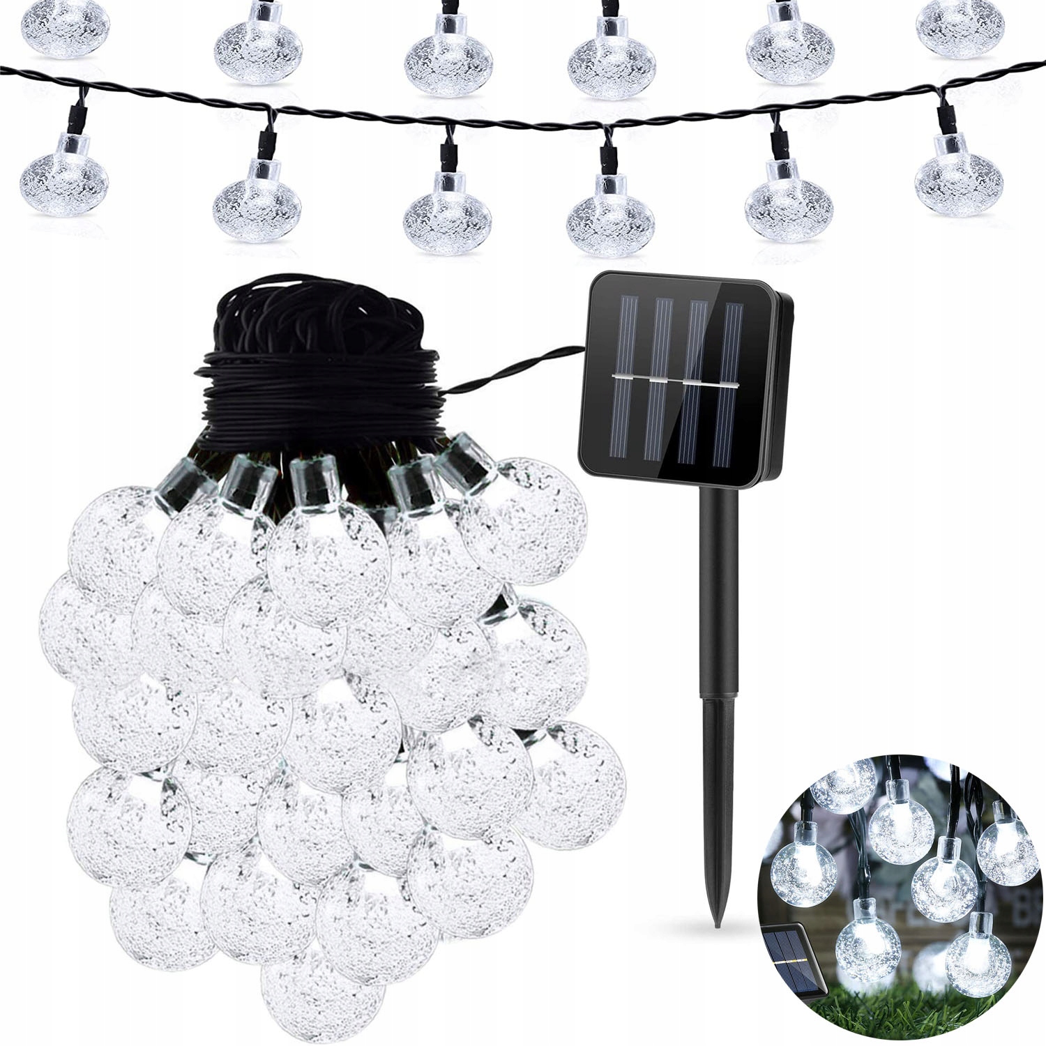 

Girlanda Lampki Ogrodowe Solarne 100 Led Kulki 12M