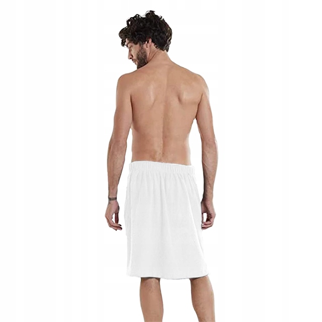 RĘCZNIK KĄPIELOWY MĘSKI KILT DO SIŁOWNI SAUNY NA RZEP SPA Z GUMKĄ BIAŁY L Kolor biały