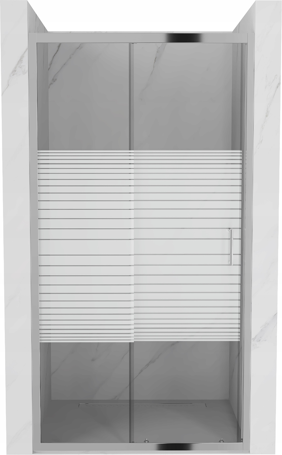 Drzwi prysznicowe przesuwne 125 wnękowe Mexen Apia EasyClean pasy chrom