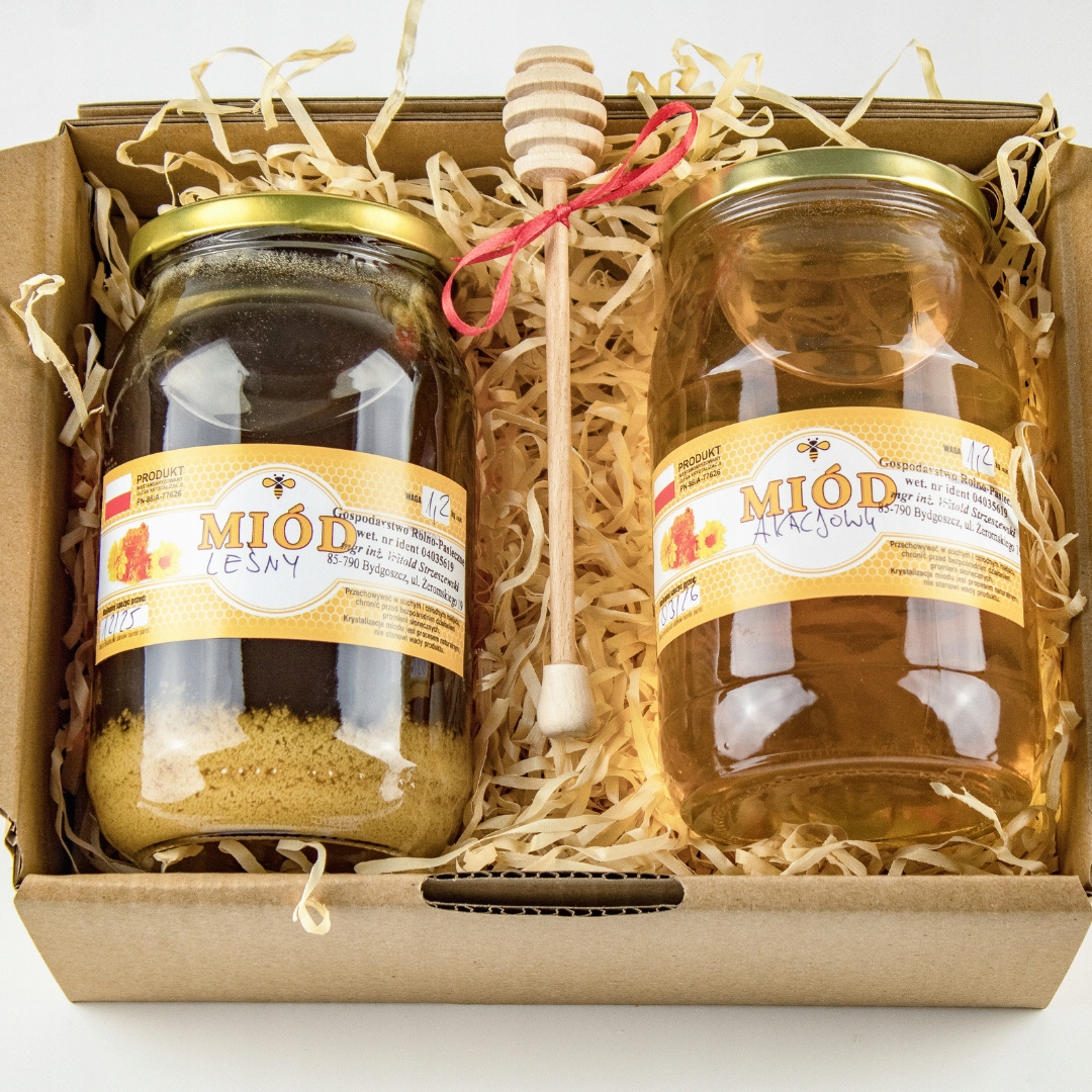 Zestaw prezentowy miodów 2x 1200G Leśny I Akacjowy