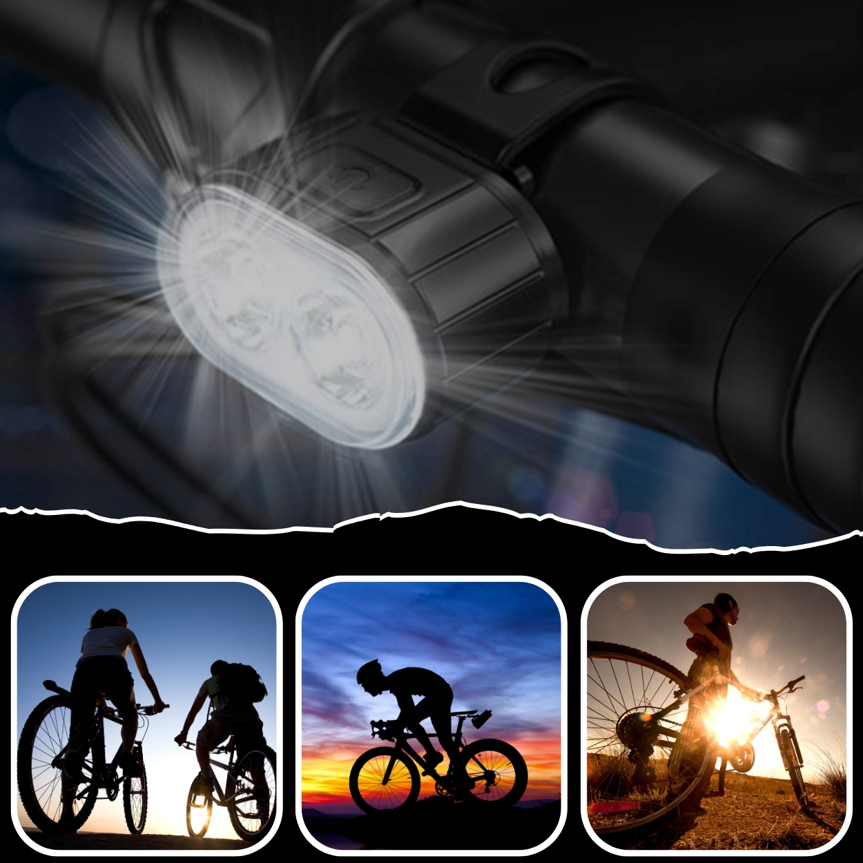 MOCNA LAMPKA ROWEROWA PRZEDNIA TYLNA LED WODOODPORNA AKUMULATOR USB ZESTAW Zasilanie akumulator