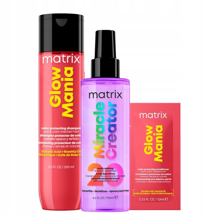 Matrix Glow Mania šampon 300 ml Miracle Creator sprej 20v1 190 ml Dárek