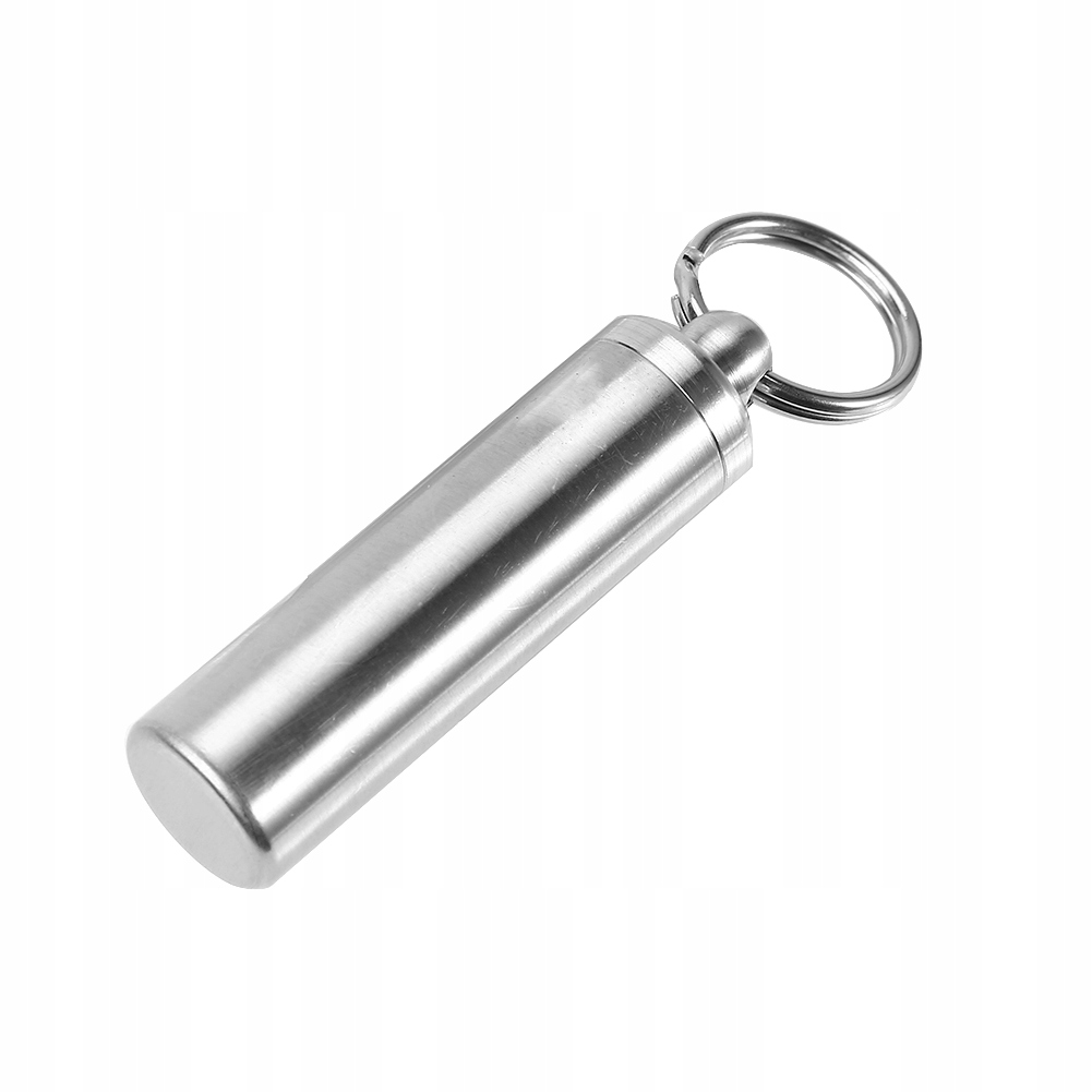 Stal Nierdzewna Pojemnik Brelok Na Pigułkę Lek Tabletkę 15x56.5MM