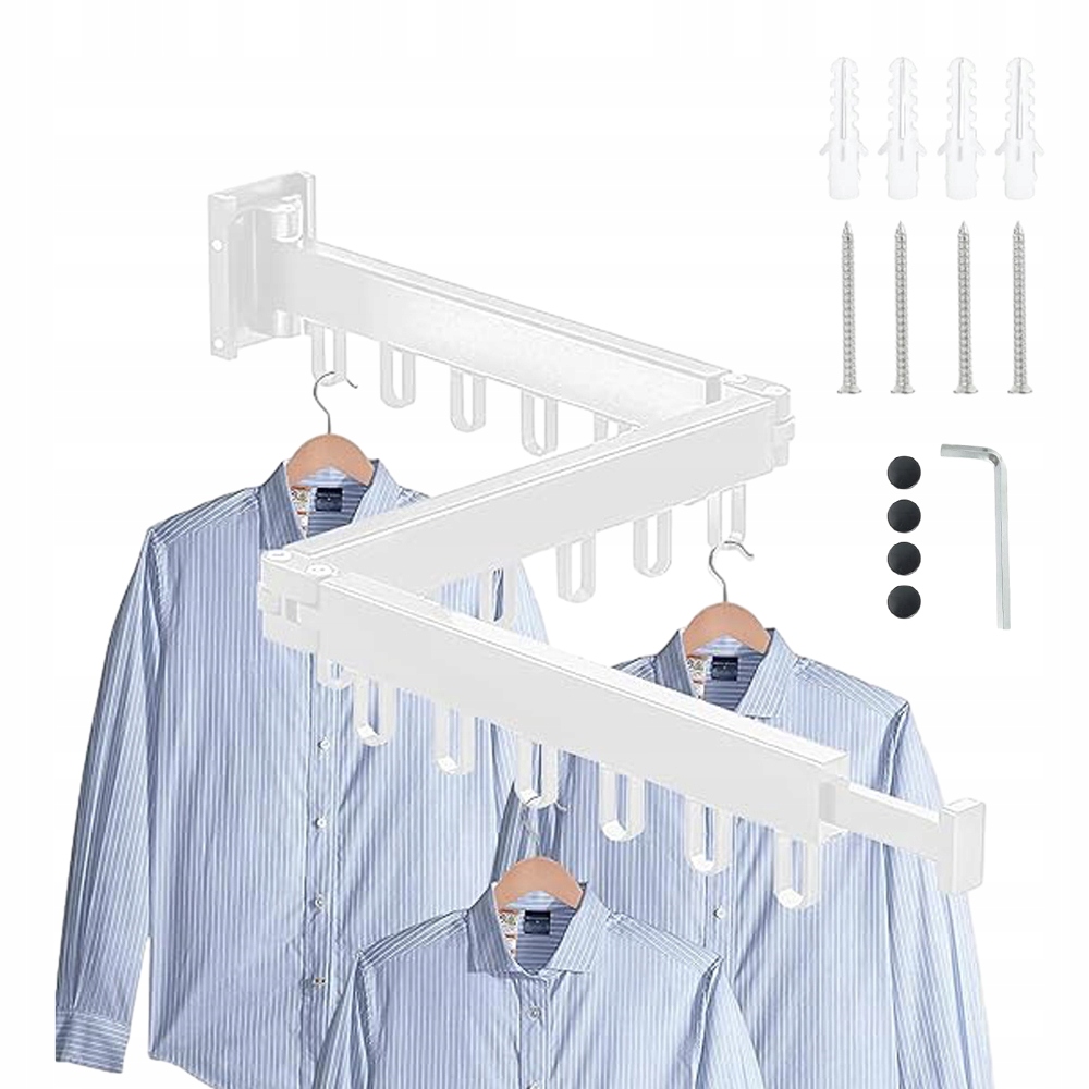 Levně Otočný věšák na oblečení Výsuvný skládací sušák na zeď s 18 háčky