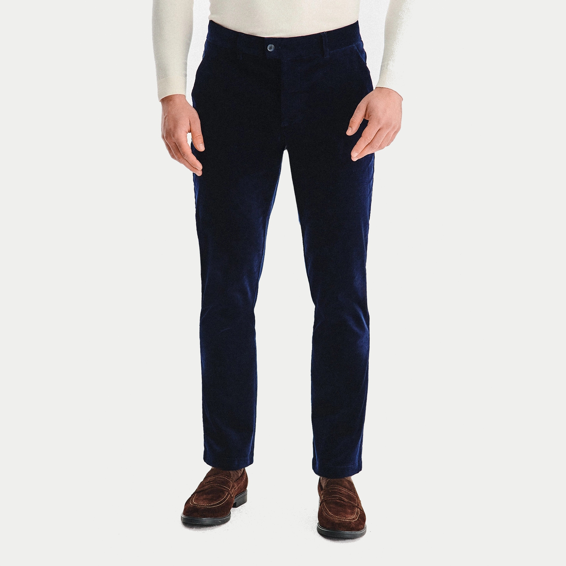 Pánské tmavě modré bavlněné manšestrové kalhoty Pako Lorente vel 32