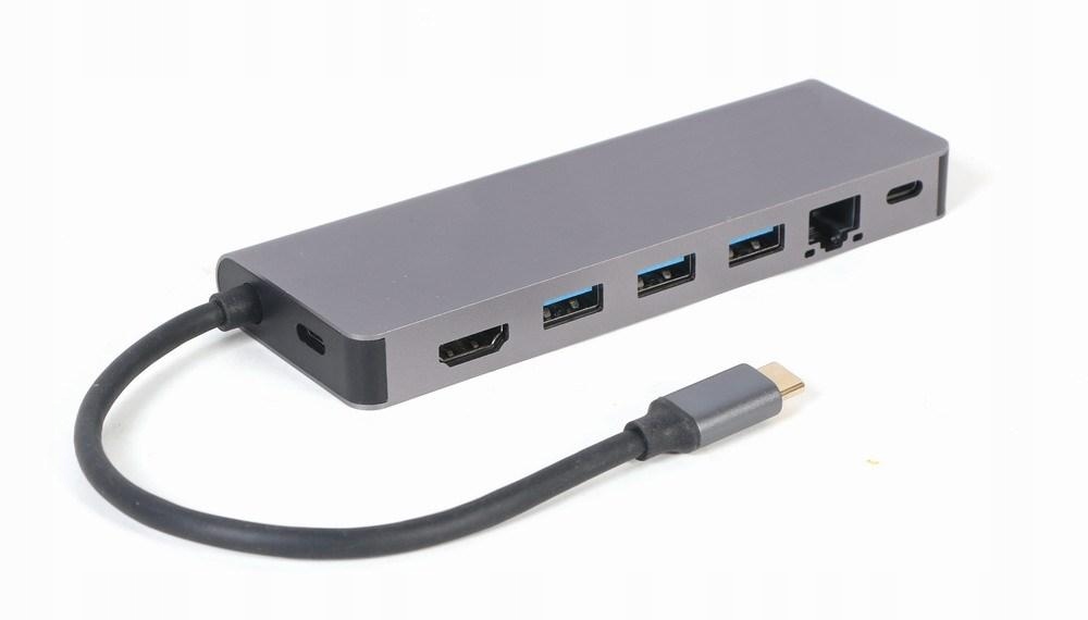 Gembird Multi Adapter Usb Typ-c 5W1 Hub, Hdmi, Czytnik Kart, Lan, Pd 100W