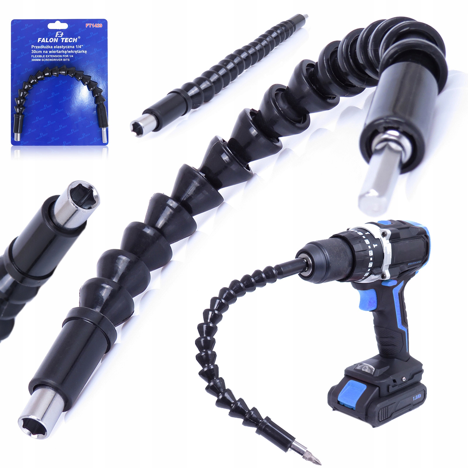 Adapter Przedłużka Elastyczna 1/4 30cm Do Wiertarki Wkrętarki