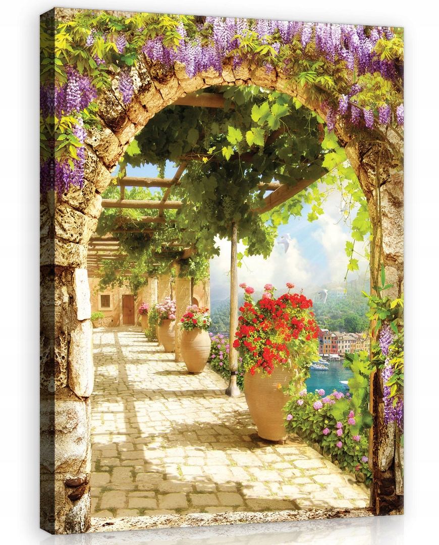 Obraz Na Plátně Canvas 75x100 Terasa Pohled Květiny