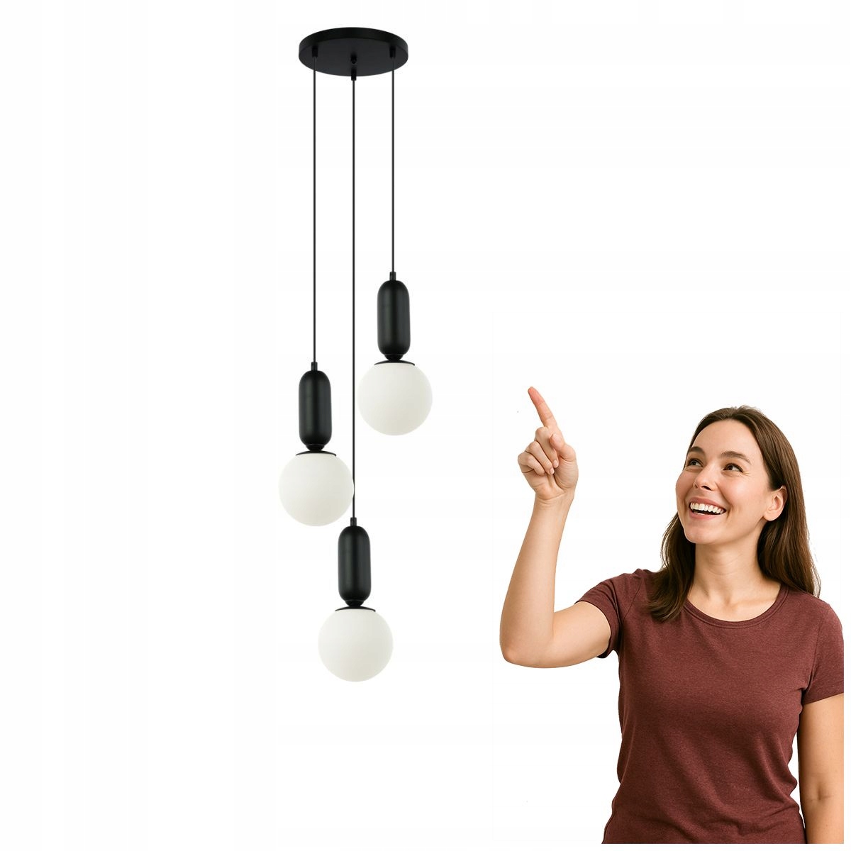 Závesná lampa Aldeva PND-02340-3S-BK Italux