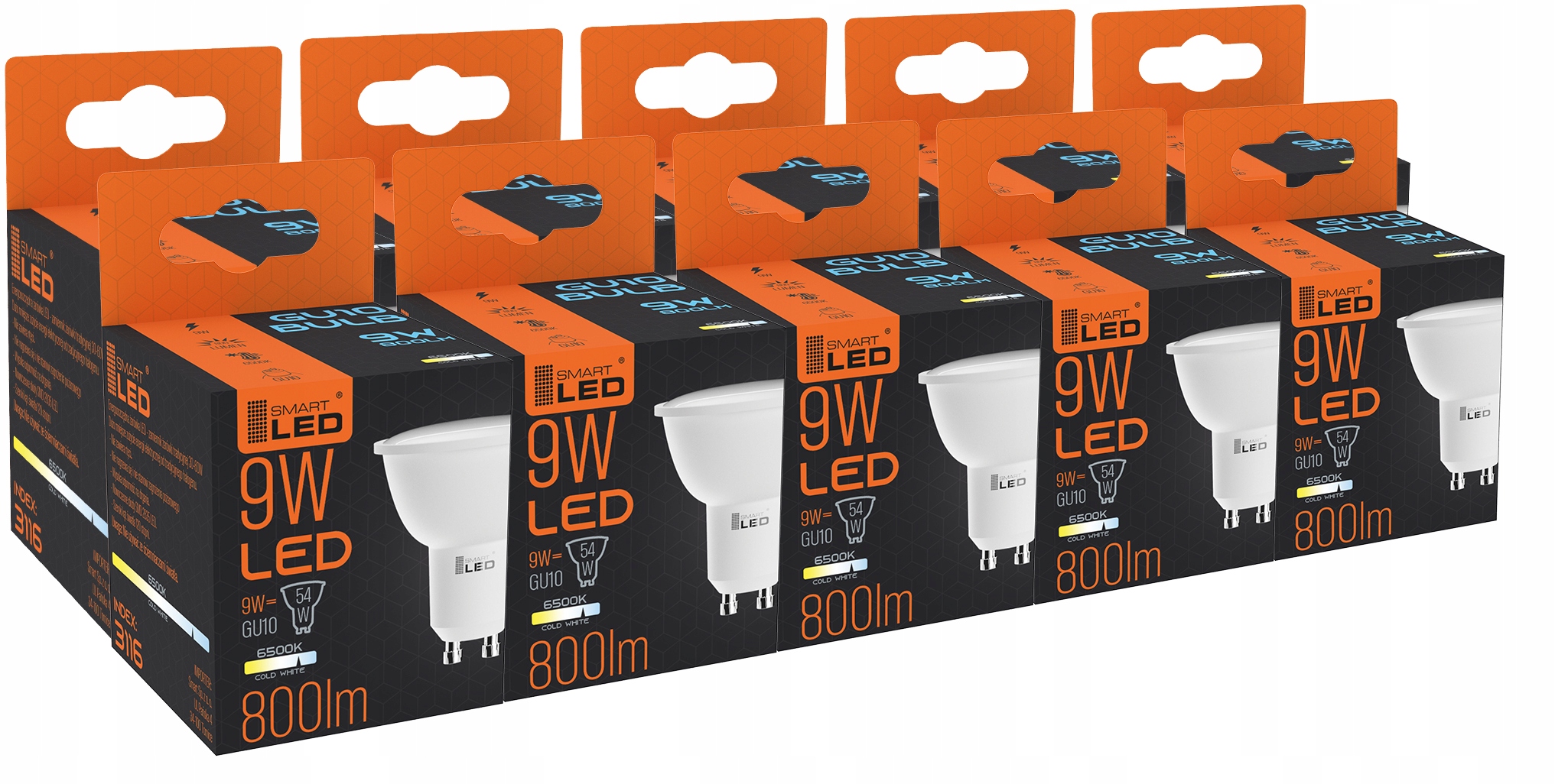 

Żarówka Led GU10 9W Zimna Biała 6500K
